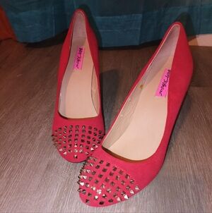 Betsey Johnson Red Studded Heels